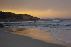 Saullēkts Villassimius pludmalē